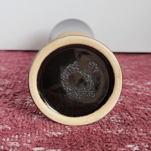 Black Vase With Cream Textured Stripe - Picture 6 of 6